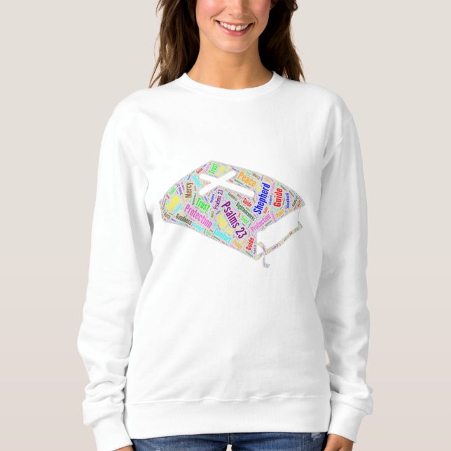 Wortwolke Bibel Verse Psalmen 23 Sweatshirt (Vorderseite)