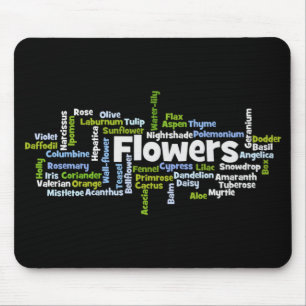 Wortwolke Blumen Mauspad