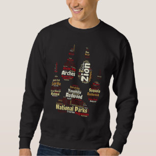 Wortwolke Nationalparks Liste Wanderliste Campin Sweatshirt