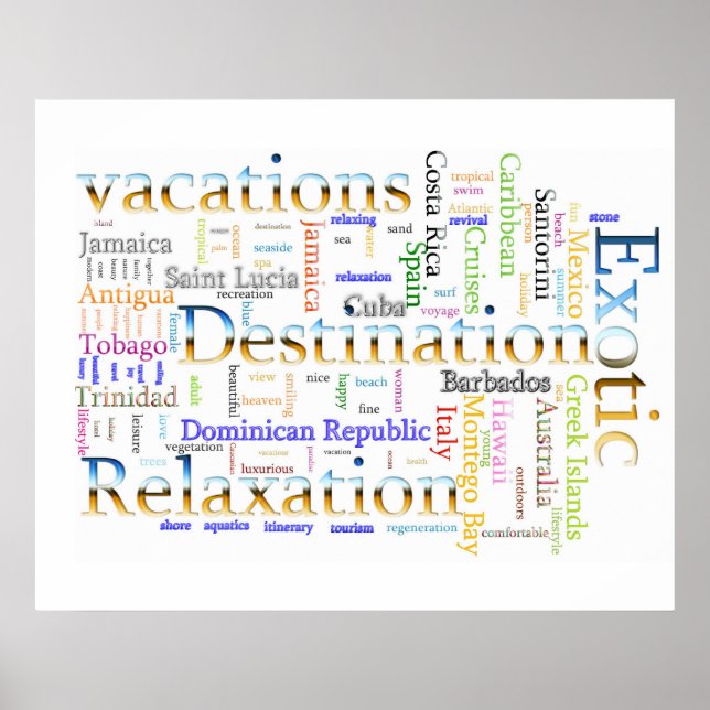 Wortwolke Urlaub und Entspannung Text Poster (Vorne)