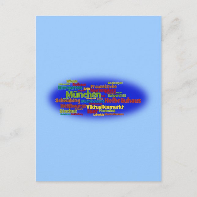 Wortwolke Word Cloud München Postkarte (Vorderseite)