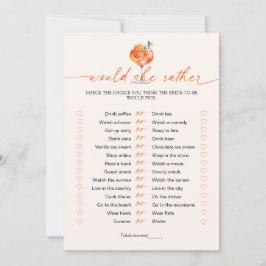 Would She Rather Cocktail Bridal Shower Game  Einladung