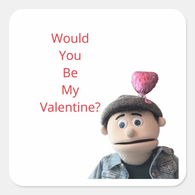 Would You Be My Valentine? Quadratischer Aufkleber (Vorderseite)