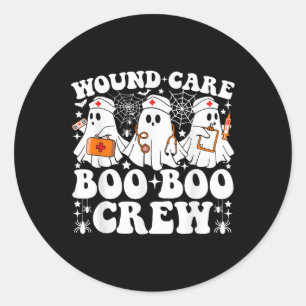 Wound Care Boo Boo Crew Nurse Funny Ghost Hallowee Runder Aufkleber