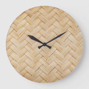 Woven Bamboo Abstrakte Textur Hintergrund. Große Wanduhr