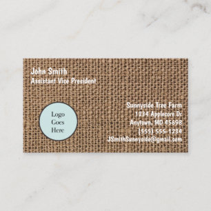 Woven Burlap Look Hessian Jute Custom 7 Line Visitenkarte