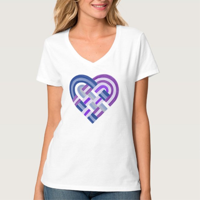 Woven Heart Butch Lesbian Stolperflagge Lila blau T-Shirt (Vorderseite)