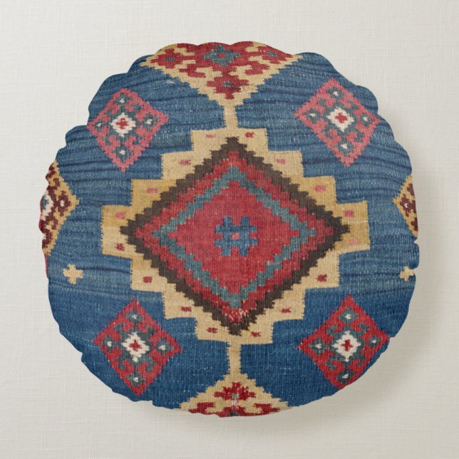 Woven Kilim Colorado  Rundes Kissen (Vorderseite)