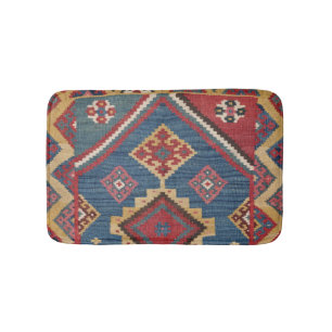 Woven Kilim Royal Blue Yellow Classic Badematte