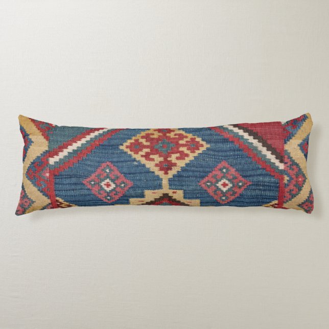 Woven Kilim Royal Blue Yellow Classic  Seitenschläferkissen (Vorderseite)