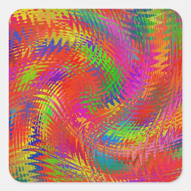 Woven Rainbow Quadratischer Aufkleber (Vorderseite)