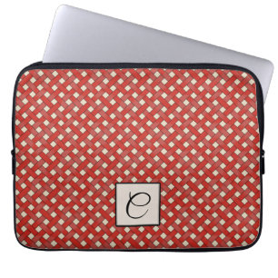 Woven Red Rattan auf Custom Cream mit Monogram Laptopschutzhülle