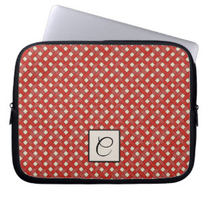 Woven Red Rattan auf Custom Cream mit Monogram Laptopschutzhülle