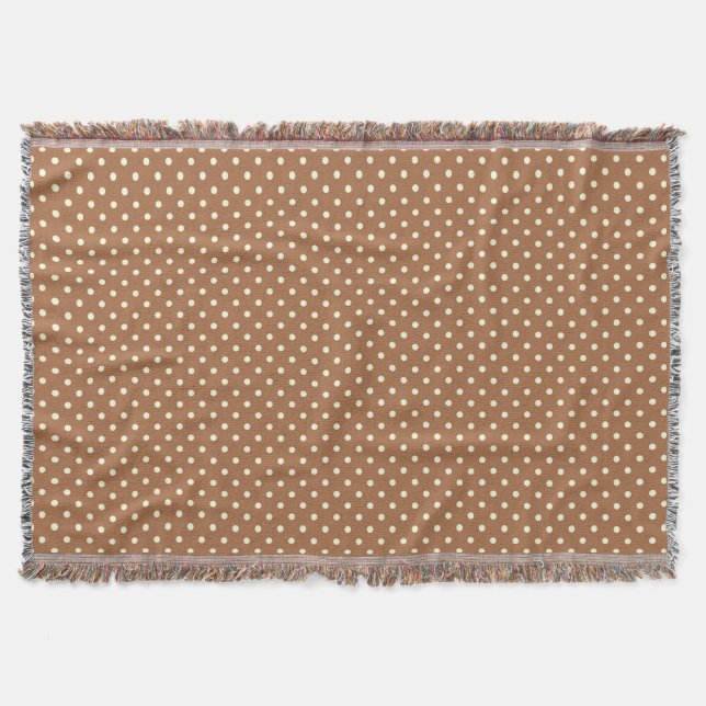 Woven Throw Blanket Dots Dunkelbraune Creme Decke (Vorderseite)