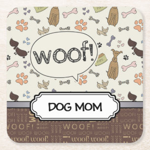 WOVON! Hund Lover - Welpen Muster personalisiert Rechteckiger Pappuntersetzer