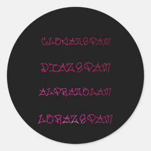 Wow Black Betty Clonazepam Wow Black Betty Diazepa Runder Aufkleber