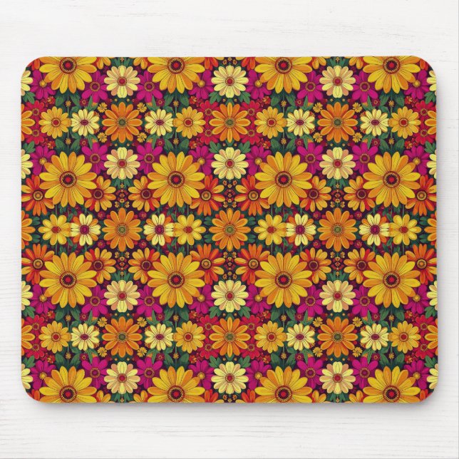 Wow! Farbige und helle Blumenelemente. Mousepad (Vorne)