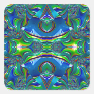~WOW! Glossy Blue Green Black Red ~ Quadratischer Aufkleber