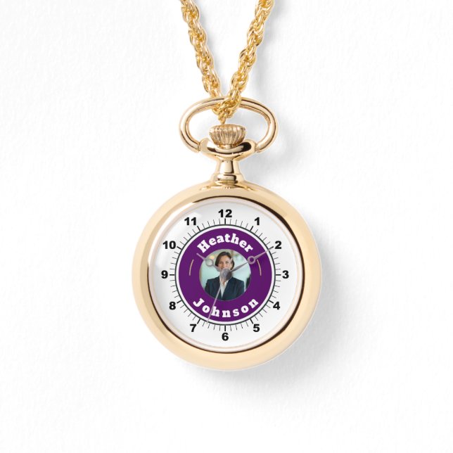 WOW! ✨ Gold Necklace Watch Custom Gift Armbanduhr (Vorderseite)