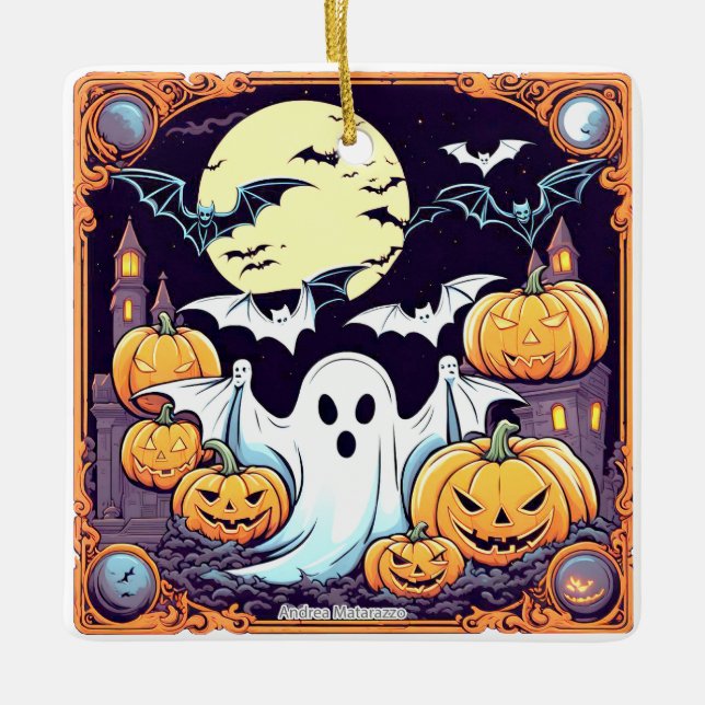 Wow Halloween Thrill Keramikornament (Vorderseite)