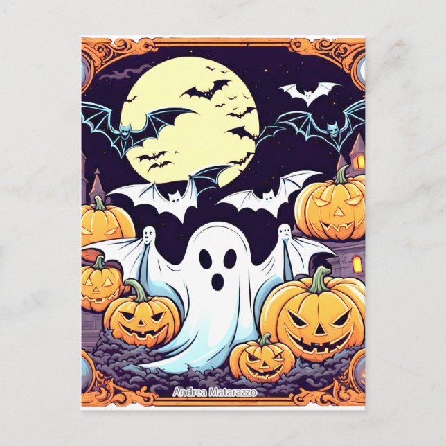 Wow Halloween Thrill Postkarte (Vorderseite)