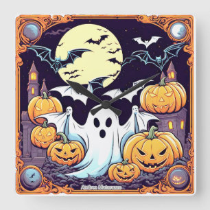 Wow Halloween Thrill Quadratische Wanduhr