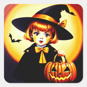 ~WOW! HALLOWEEN Trick oder Treat ~ Quadratischer Aufkleber