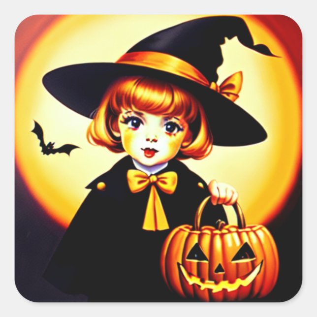 ~WOW! HALLOWEEN Trick oder Treat ~ Quadratischer Aufkleber (Vorderseite)
