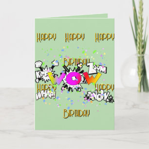 WOW! Happy Happy Birthday Lt Green Grußkarte Karte
