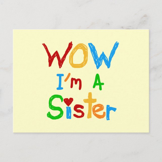 WOW I bin eine Schwester T - Shirt und GIfts Postkarte (Vorderseite)