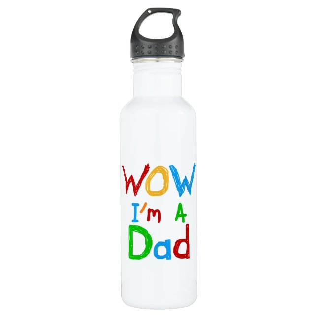 WOW Ich bin ein Vater T - Shirt und Trinkflasche (Vorderseite)