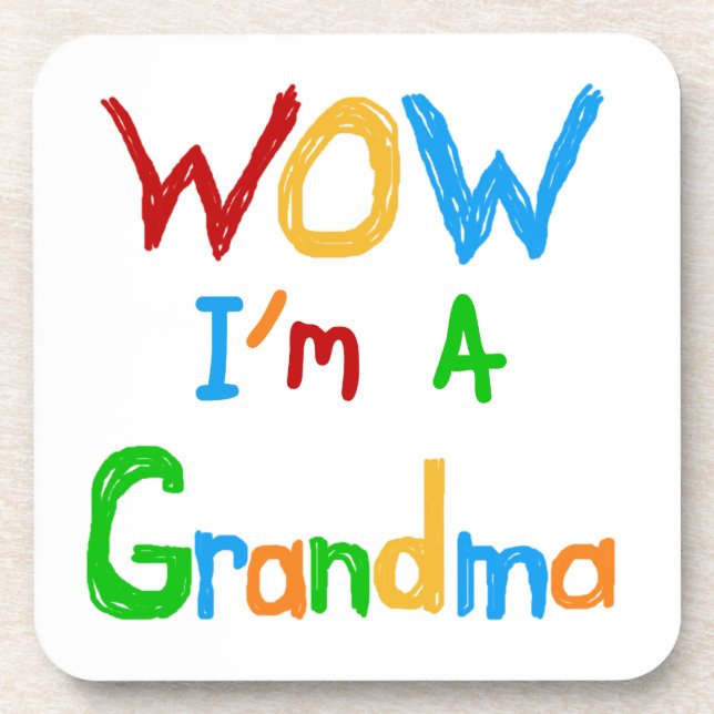 WOW ich bin Oma T - Shirt und Geschenke Getränkeuntersetzer (Vorderseite)