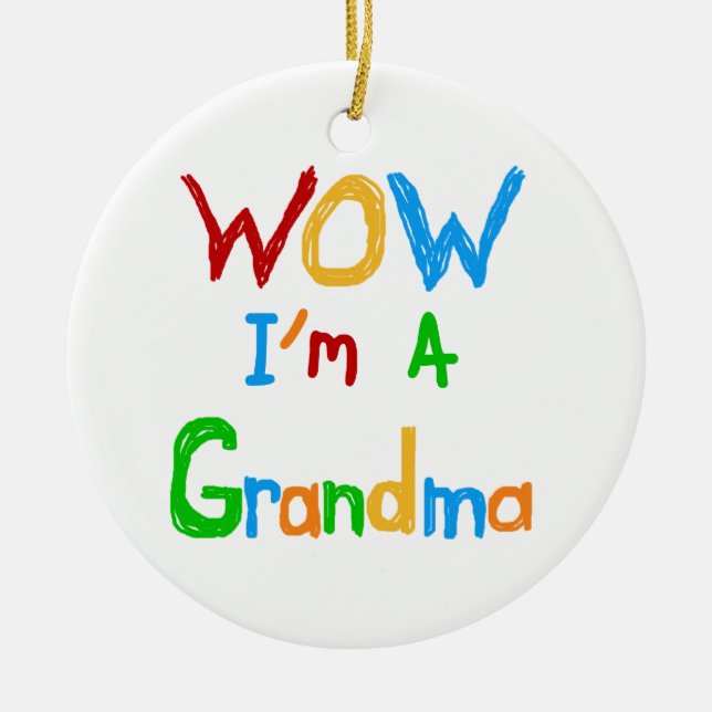 WOW ich bin Oma T - Shirt und Geschenke Keramik Ornament (Vorne)
