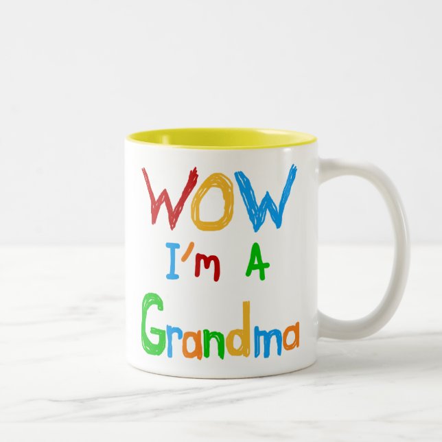 WOW ich bin Oma T - Shirt und Geschenke Zweifarbige Tasse (Rechts)