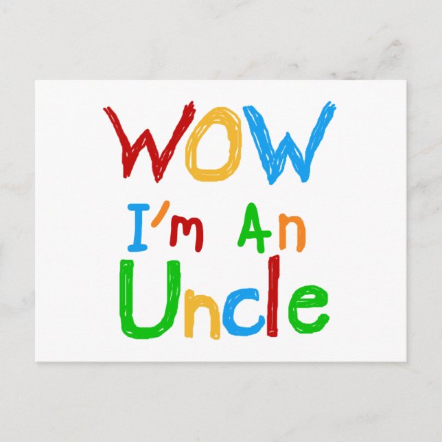 WOW Ich bin Onkel-T - Shirt und GIfts Postkarte (Vorderseite)