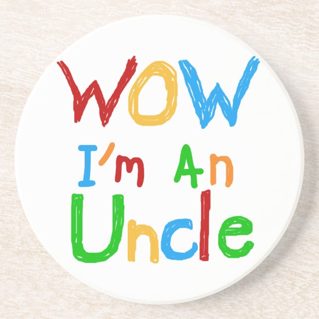 WOW Ich bin Onkel-T - Shirt und GIfts Sandstein Untersetzer (Vorne)