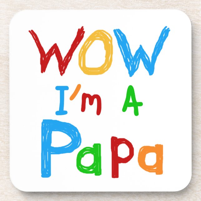 Wow ich bin Papa Tshirts und GIfts Getränkeuntersetzer (Vorderseite)