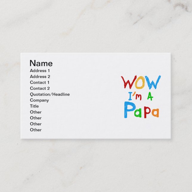 Wow ich bin Papa Tshirts und GIfts Visitenkarte (Vorderseite)