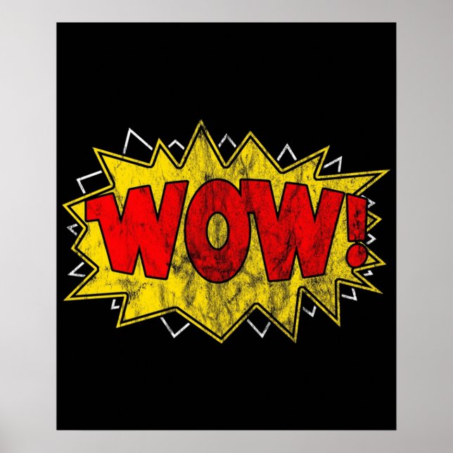 Wow Iconic Comic Funny Book Nerd Sound gewaschen Poster (Vorne)