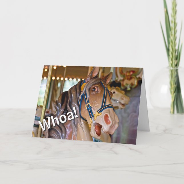 Wow! Look Who's 50 Carousel Horse Happy Birthday Karte (Vorderseite)