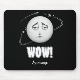 "Wow" moonface Black Mousepad