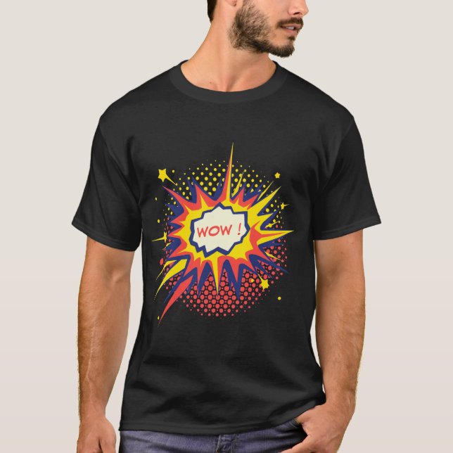 "Wow!" Pop Art Graphic T-Shirt (Vorderseite)