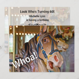 Wow! Schauen Sie, wer 60 Karussell Pferd Geburtsta Einladung