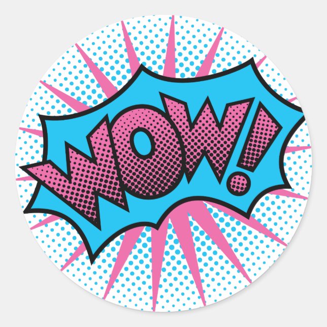 Wow Text Design Runder Aufkleber (Vorderseite)