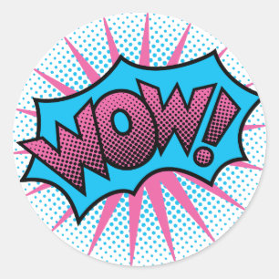 Wow Text Design Runder Aufkleber