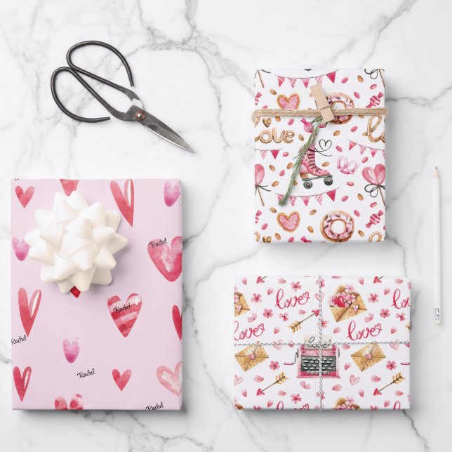 WP | 1 Name auf dem oberen Blatt, Niedlich (3) Val Geschenkpapier Set (Vorderseite)
