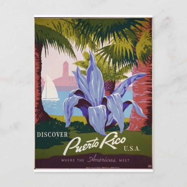 WPA - Besuch von Puerto Rico Postkarte (Vorderseite)