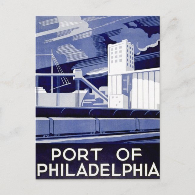 WPA Poster Port of Philadelphia 1936 Postkarte (Vorderseite)