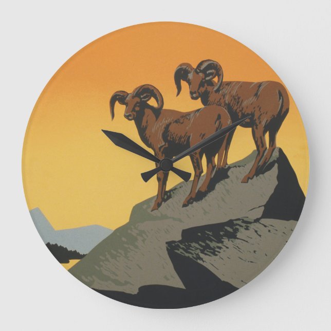WPA Vintage National Parks Wildlife Travel Große Wanduhr (Vorderseite)