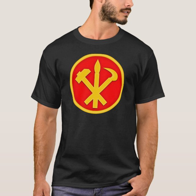 WPK Arbeitskraft-Party von Emblem Koreas DPRK T-Shirt (Vorderseite)
